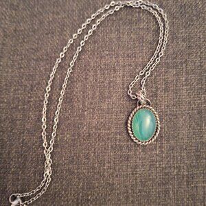 Sterling silver green onyx necklace
